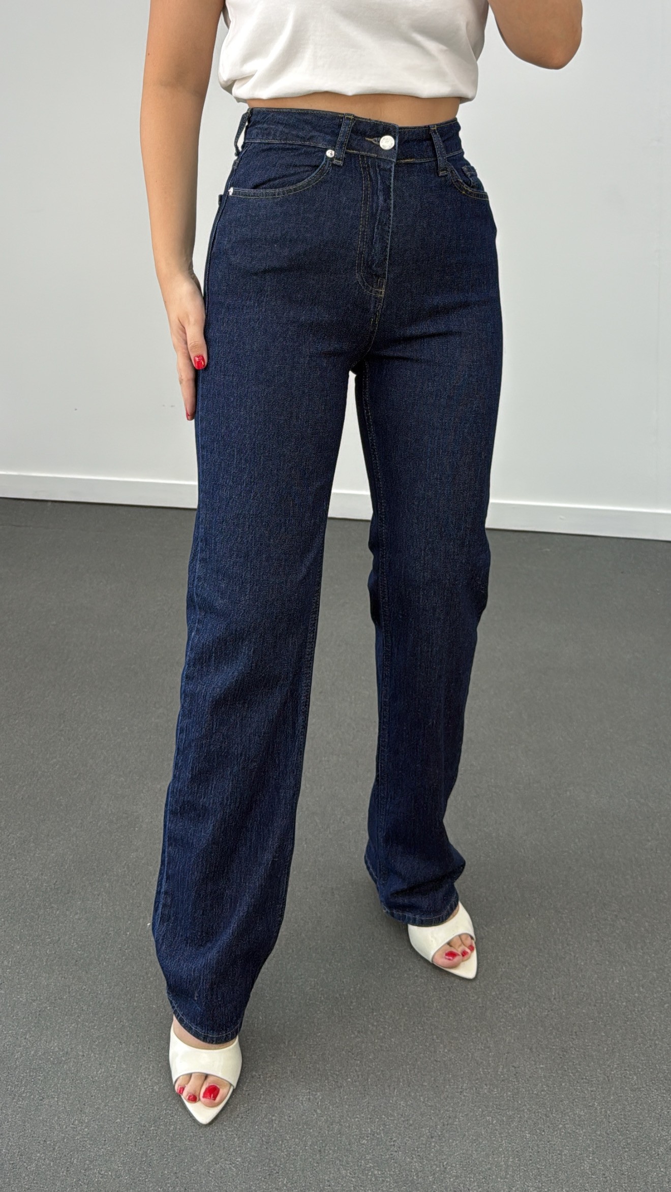 Ting Koyu Renk Palazzo Jeans