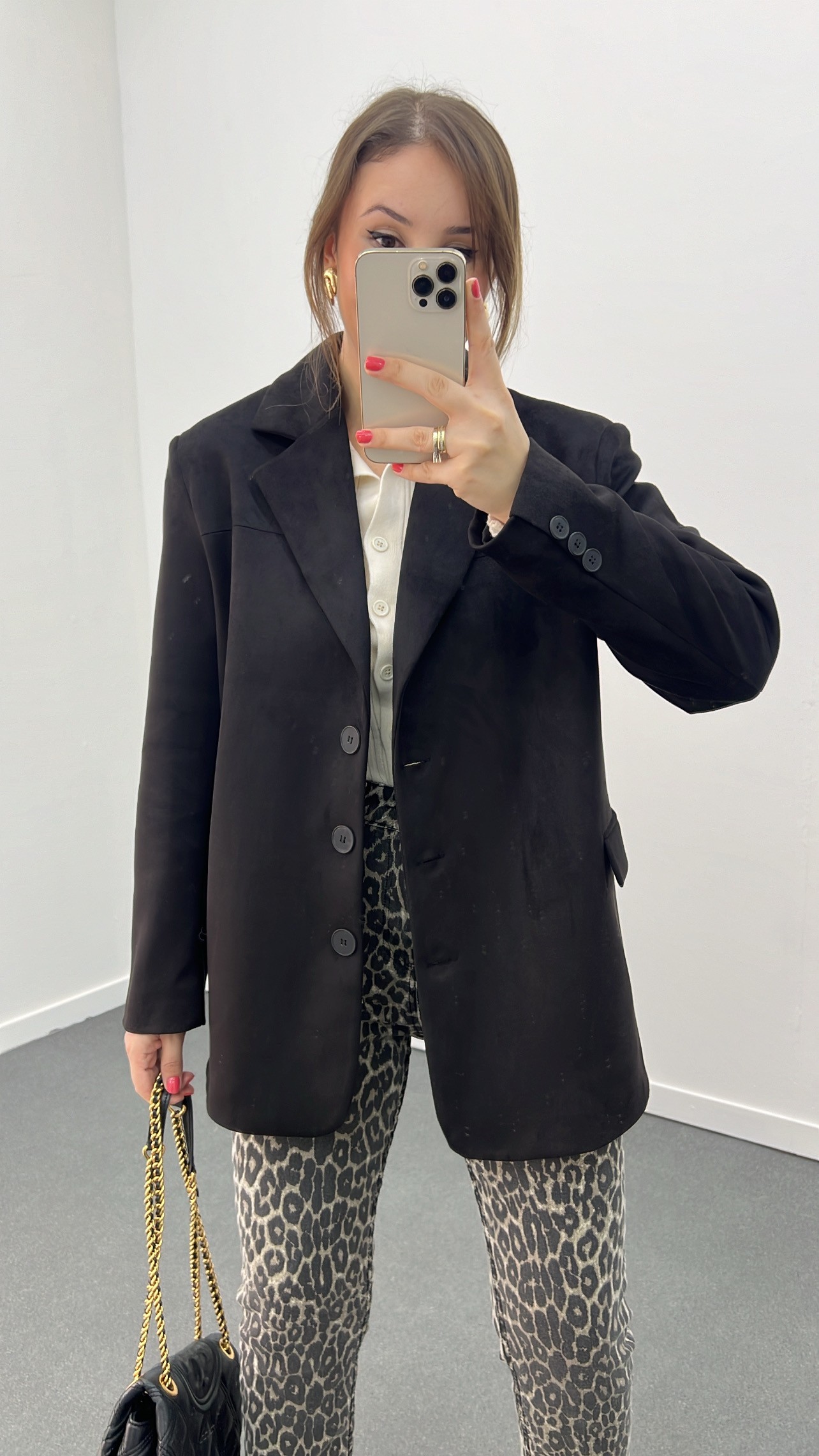 Massi Siyah Premium Süet Blazer Ceket