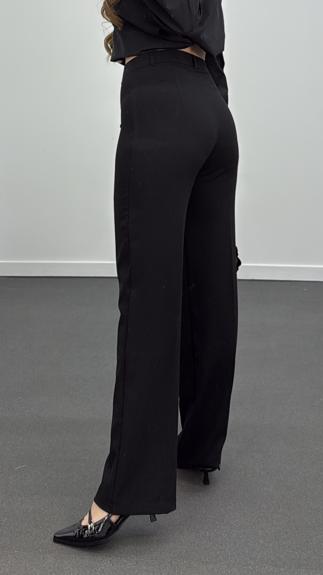 Pantaloni Palazzo cu cusaturi negre Meg