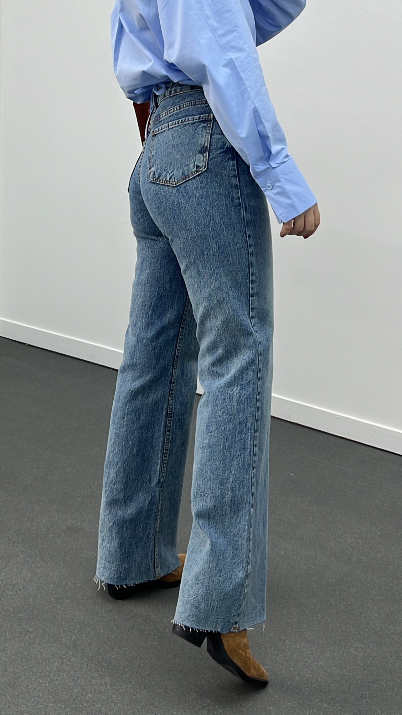 Roma Kot Yıkamalı Wide Leg Jeans