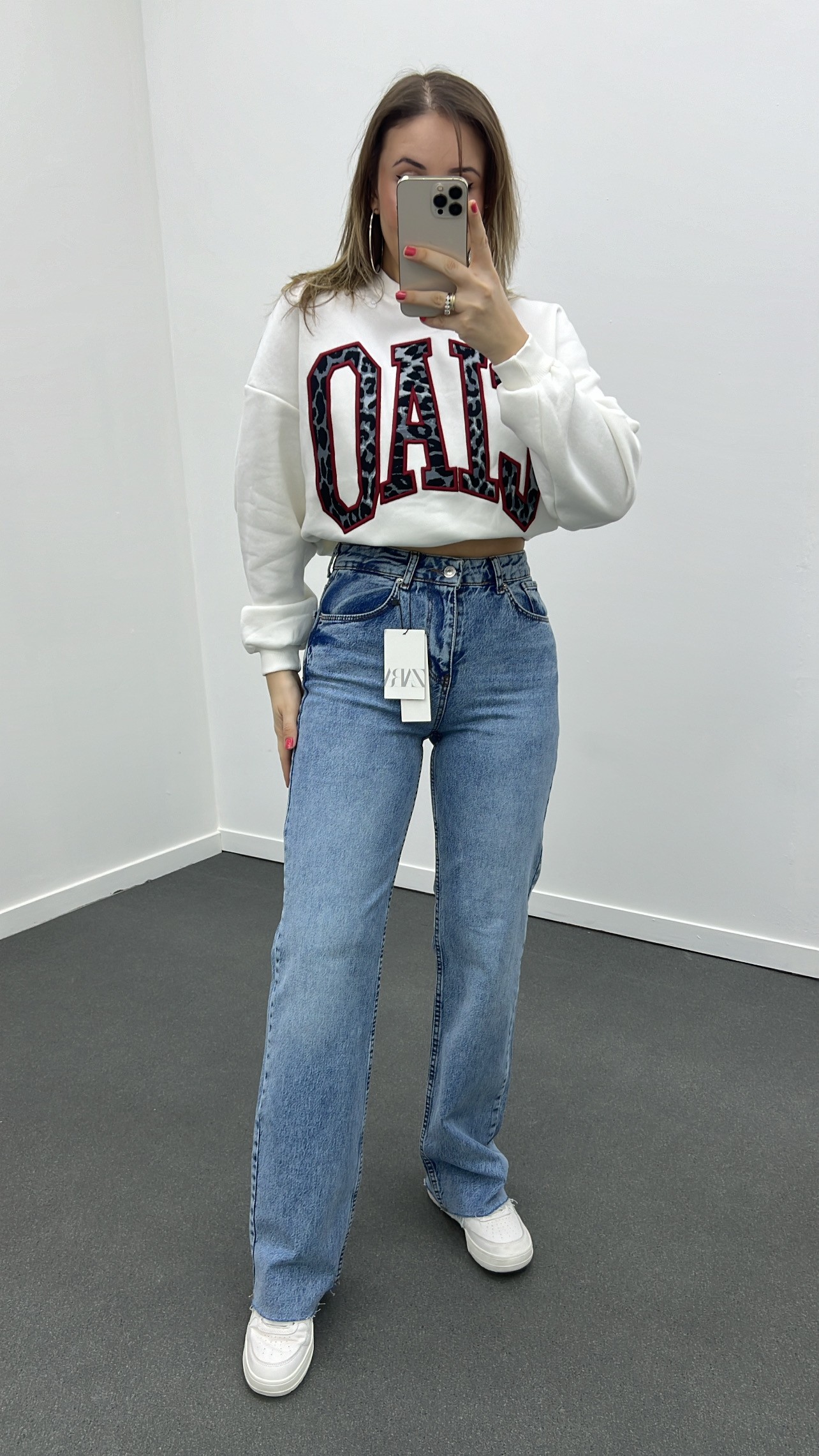 Roma Orta Kot Yıkamalı Wide Leg Jeans