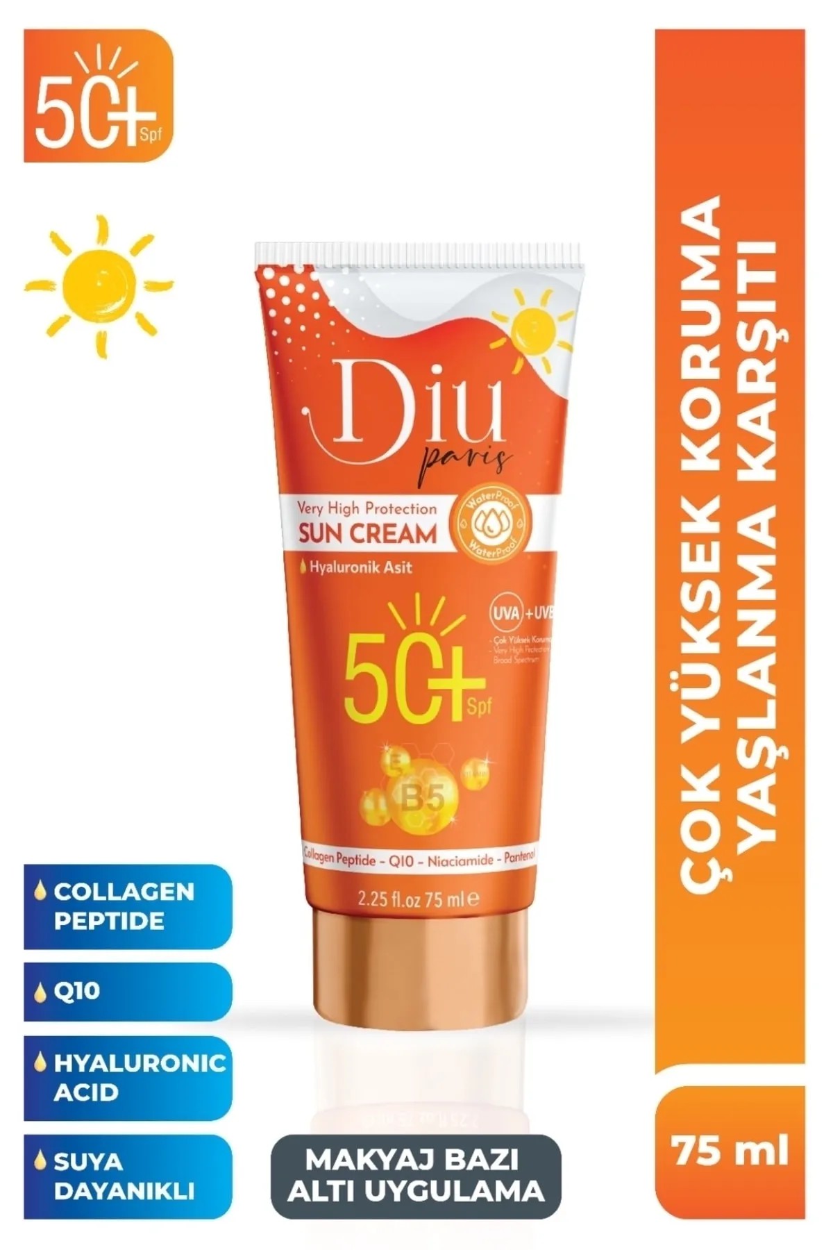 Spf 50+ Güneş Kremi Suya Dayanıklı Yaşlanma Karşıtı Uva Uvb Çok Yüksek Koruma