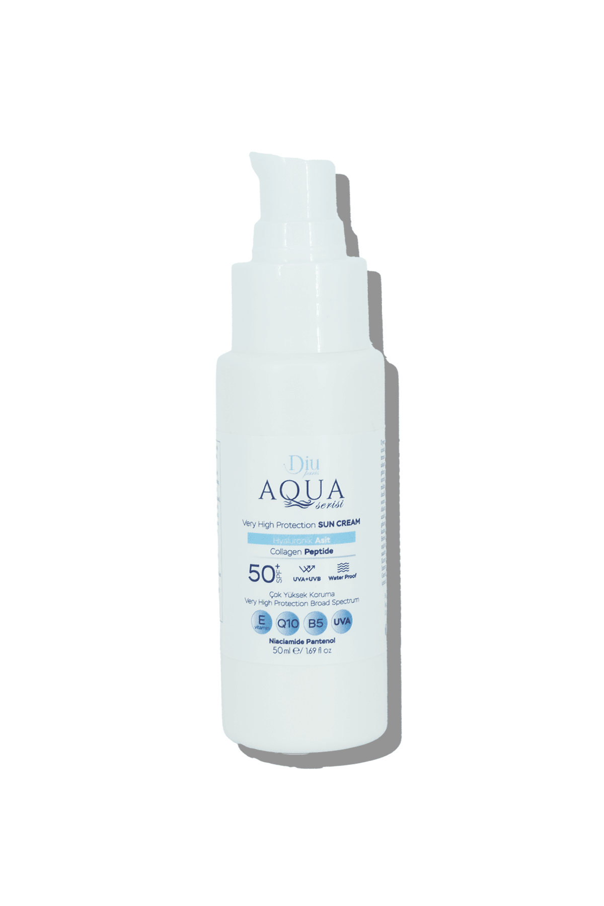 Aqua Spf 50+ Güneş Kremi Yaşlanma ve Leke Karşıtı Suya Dayanıklı Uva Uvb Q10 Çok Yüksek Koruma 50 ml