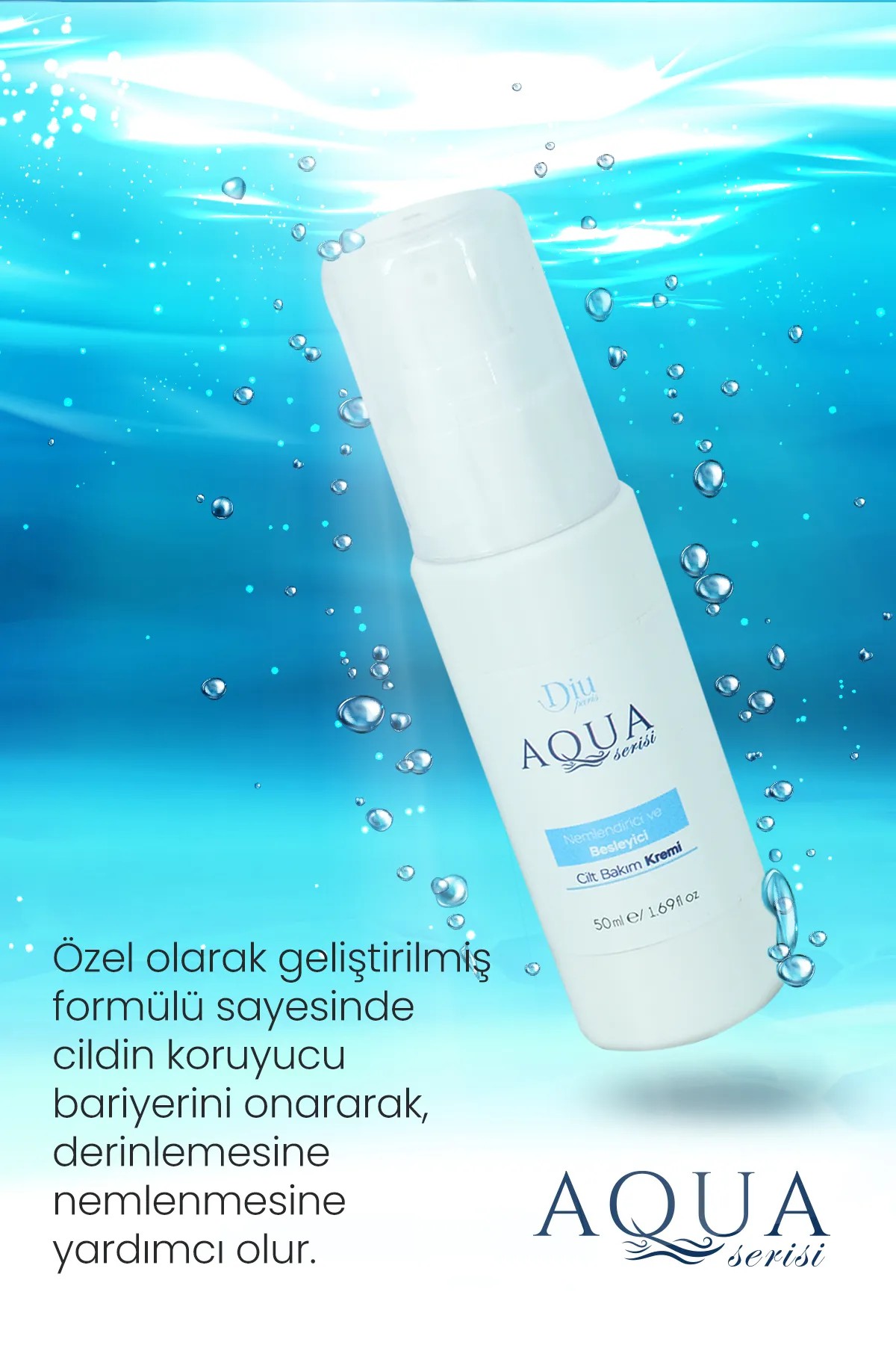 Aqua Serisi Nemlendirici Besleyici ve Onarıcı Cilt Bakım Kremi Losyonu Kuru ve Hassas Ciltler İçin 50 ml