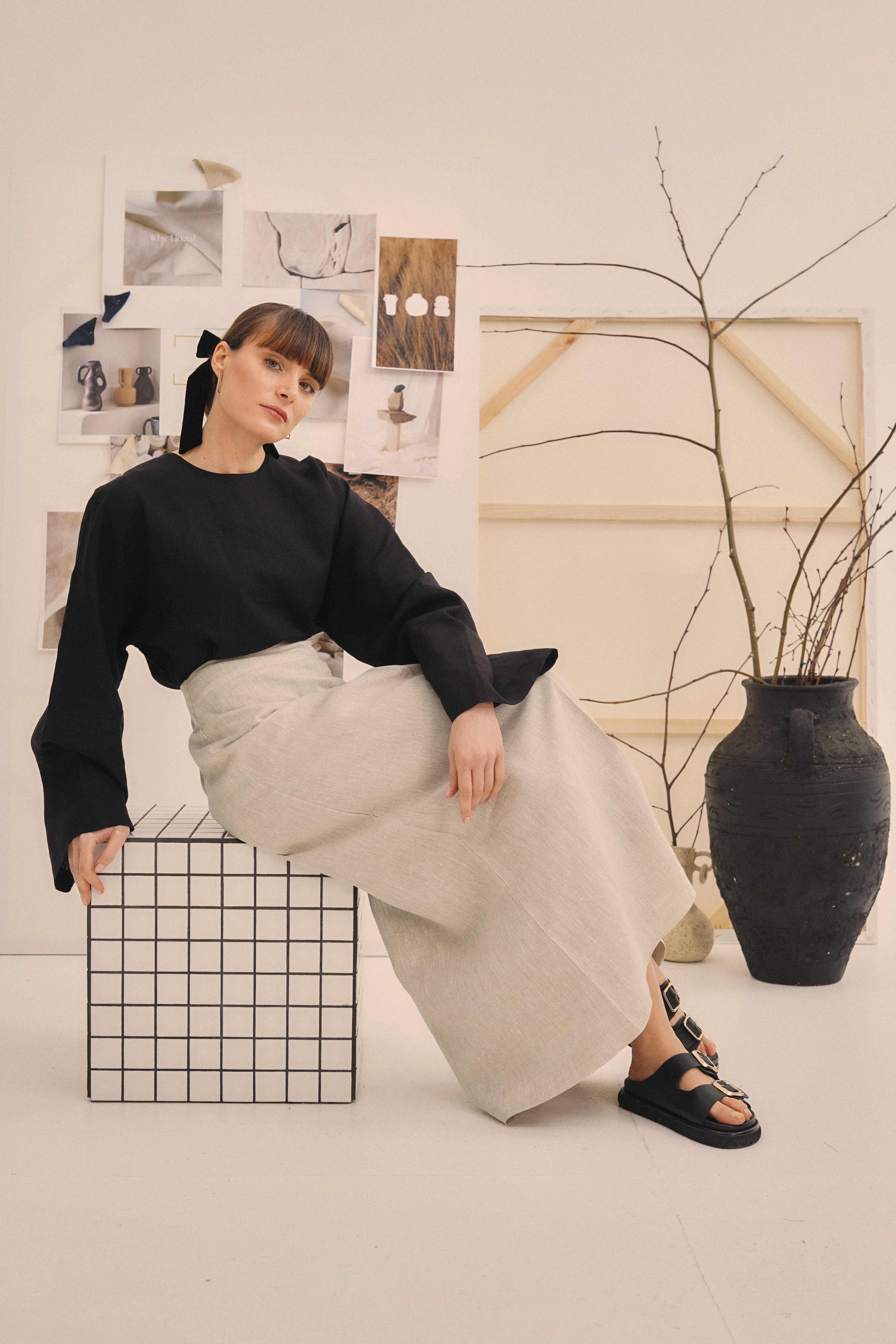 Soft Linens Siyah Etekli Takım