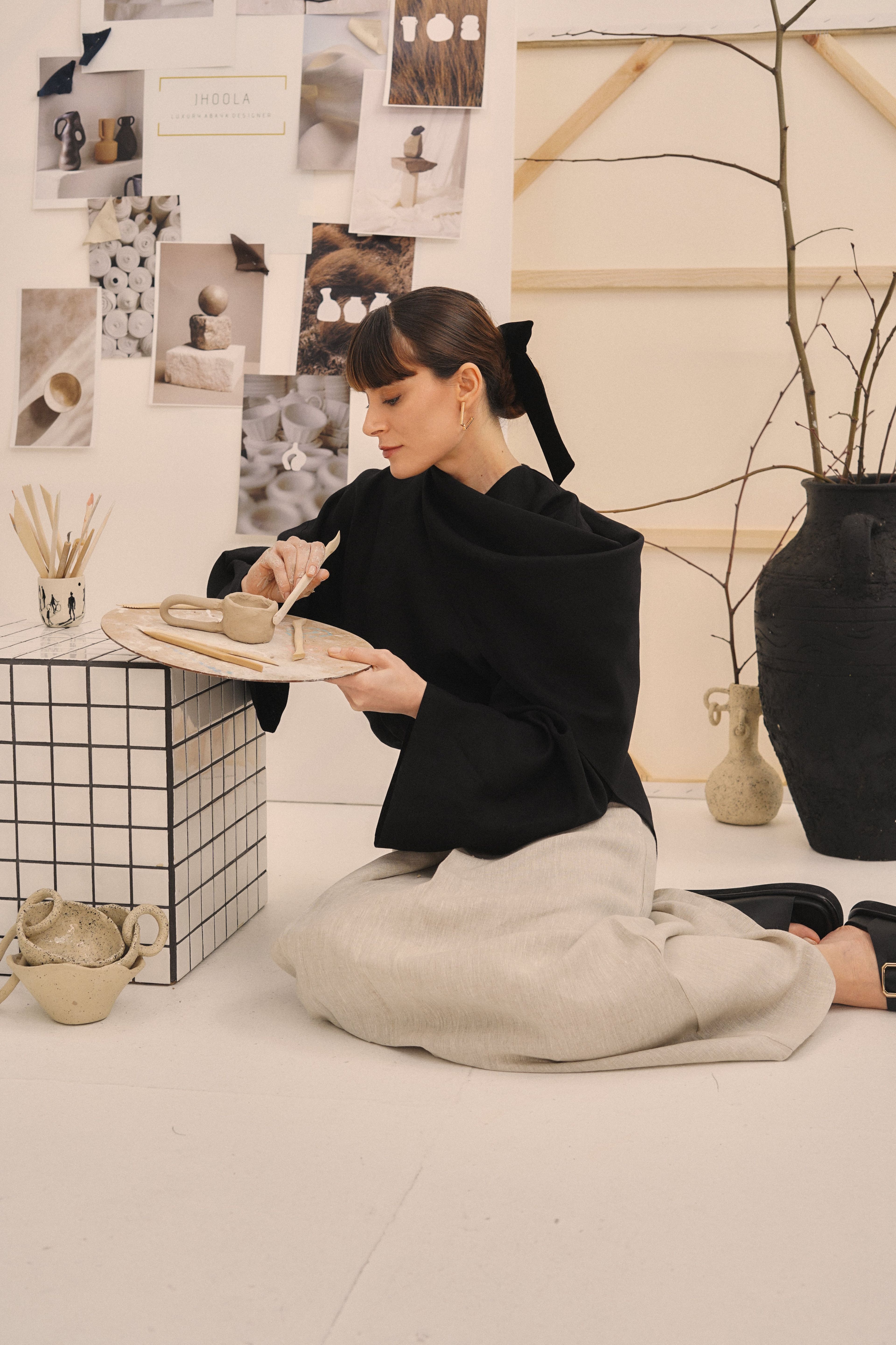 Soft Linens Siyah Etekli Takım