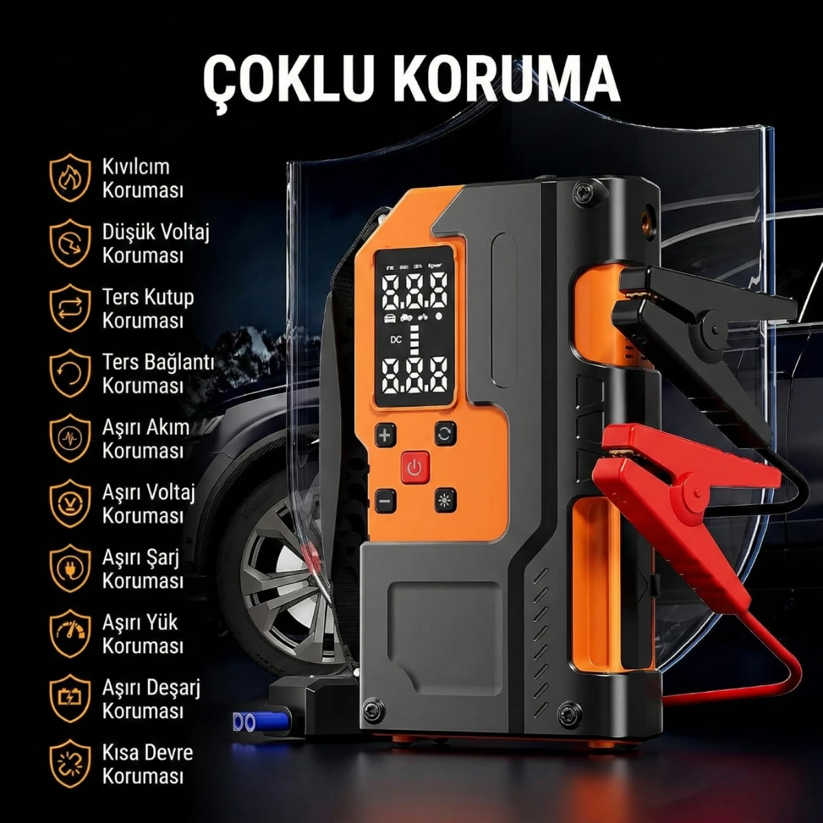 4in1 Akü Takviye Cihazı 12000 mAh | Çantalı Oto Kompresör