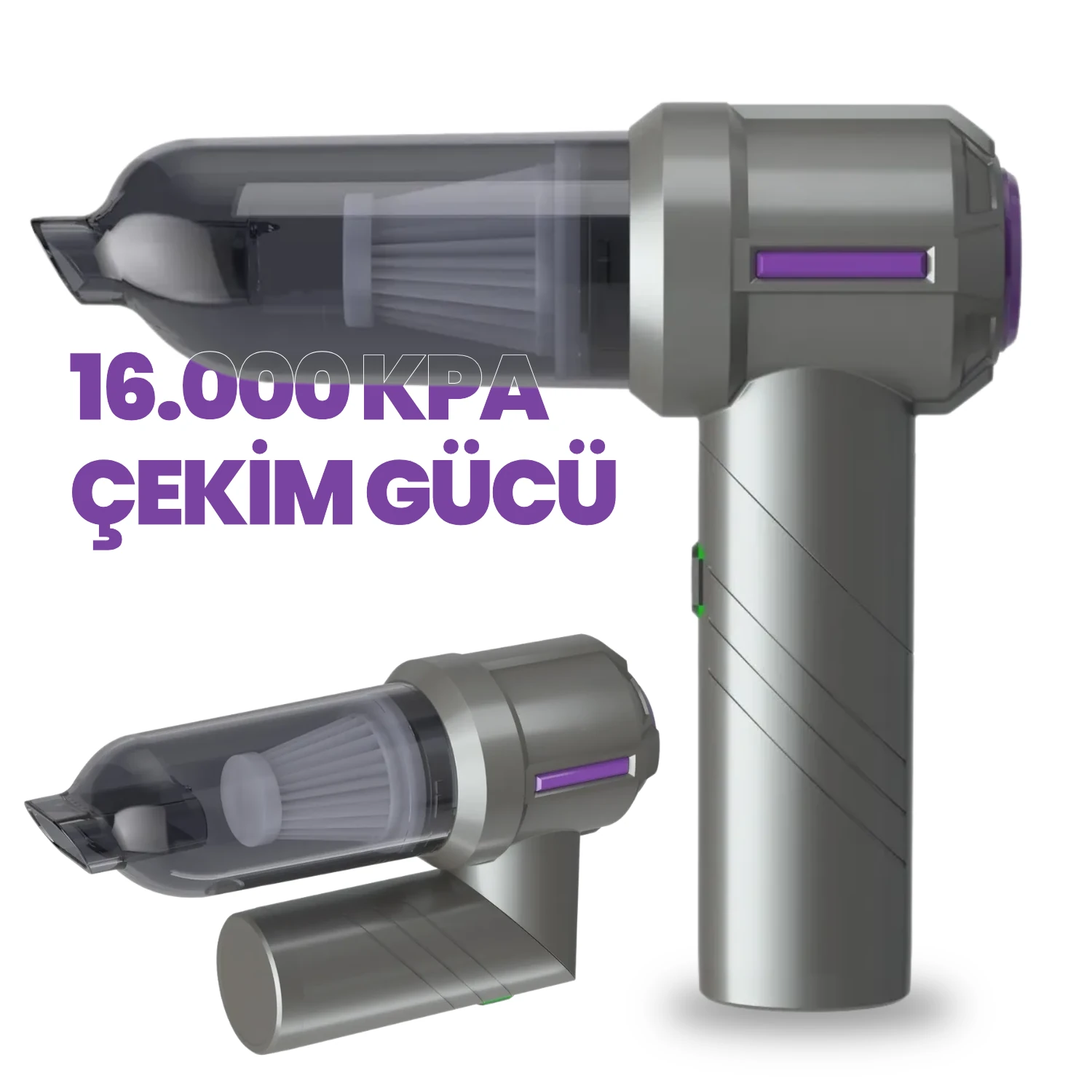 Katlanabilir 15.000Pa Güçlü Kablosuz Şarjlı Mini Araç Süpürgesi 2in1 - AHV06