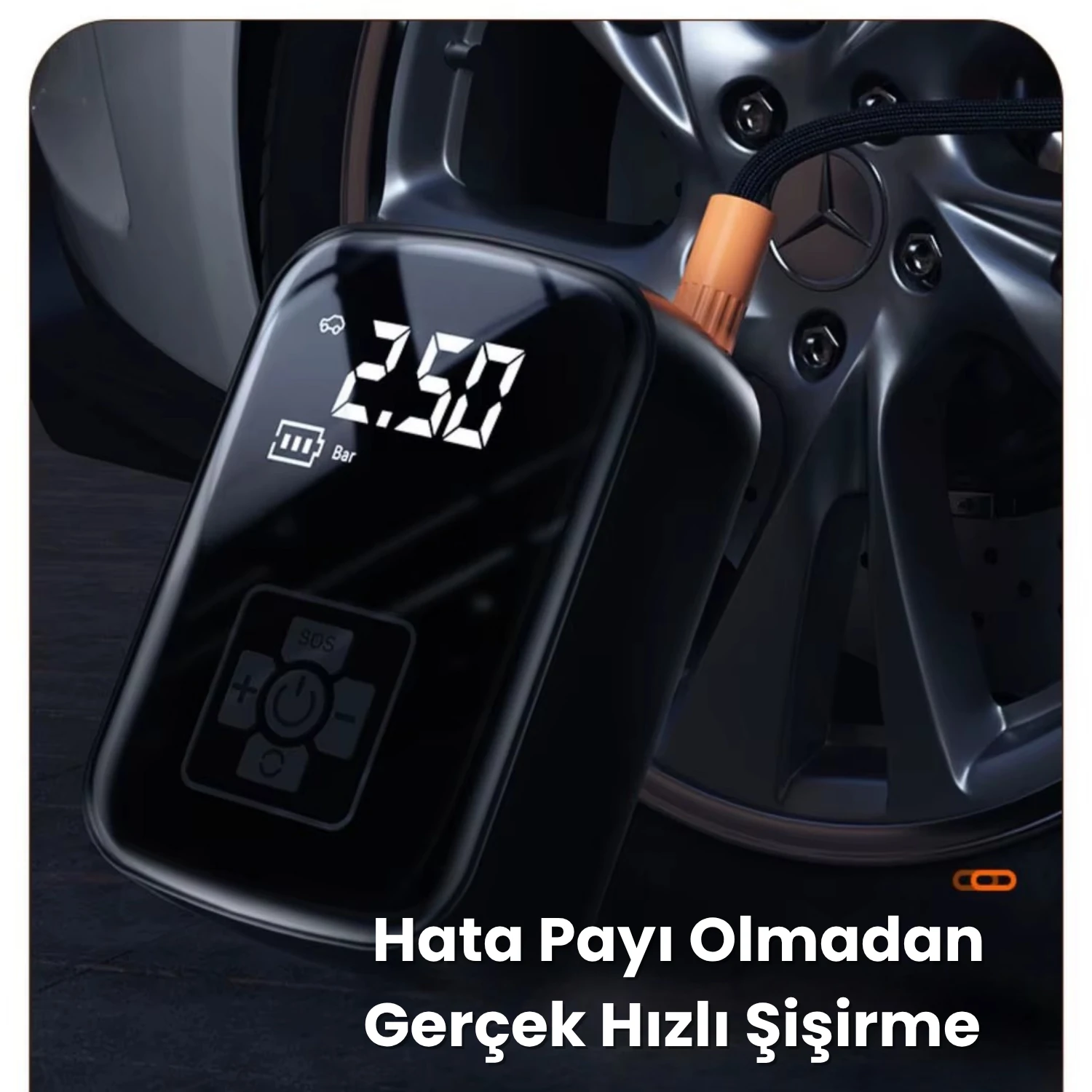 4000mAh Şarjlı Kablosuz Taşınabilir Araç Lastik Şişirme Hava Kompresörü - A5566