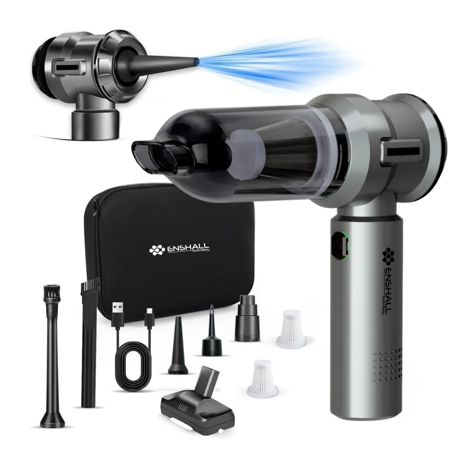 15.000Pa Ultra Çekim Güçlü Kablosuz Araç Süpürgesi - Şarjlı Mini 2in1 - AHV01