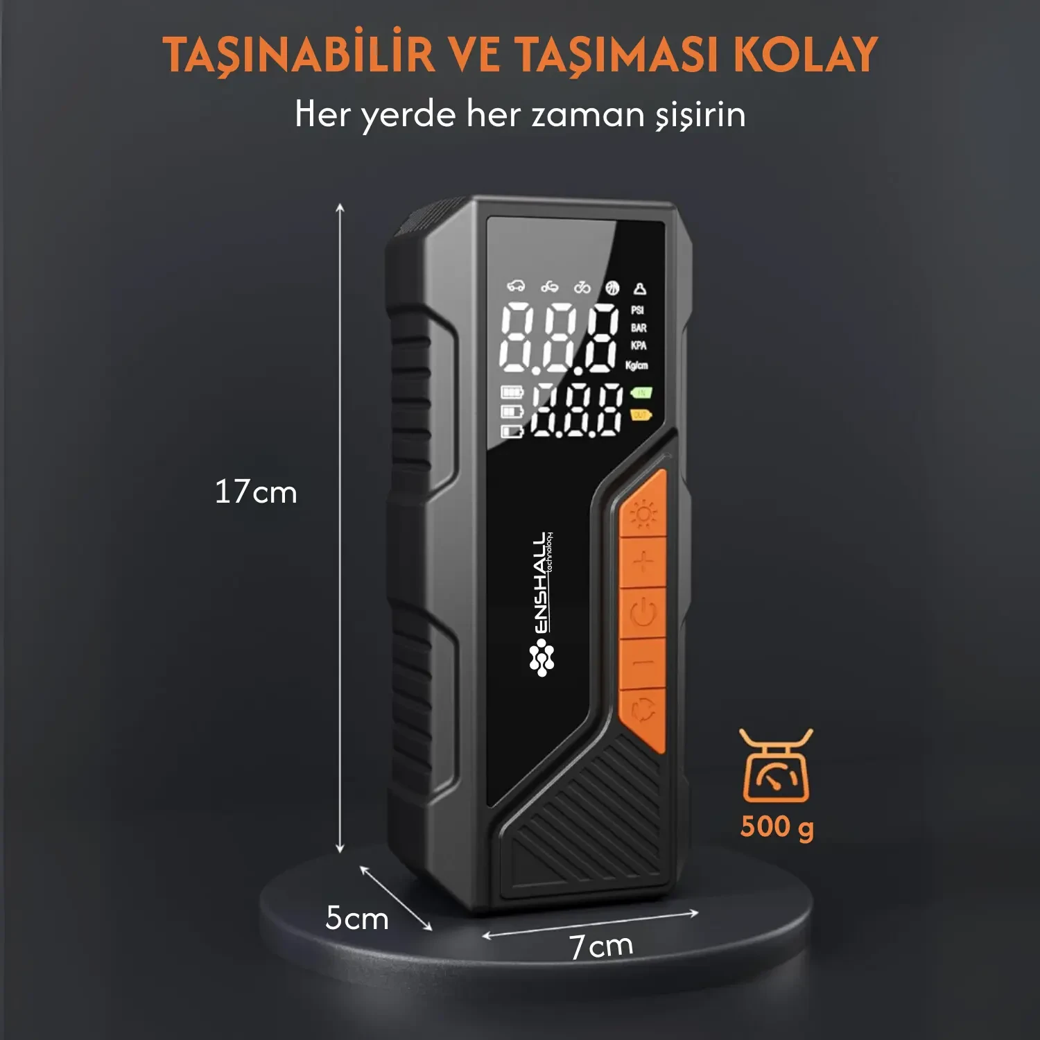 Şarjlı Kablosuz Powerbank Özellikli Araç Lastik Şişirme Hava Kompresörü - Çakmaklık Girişli DC04