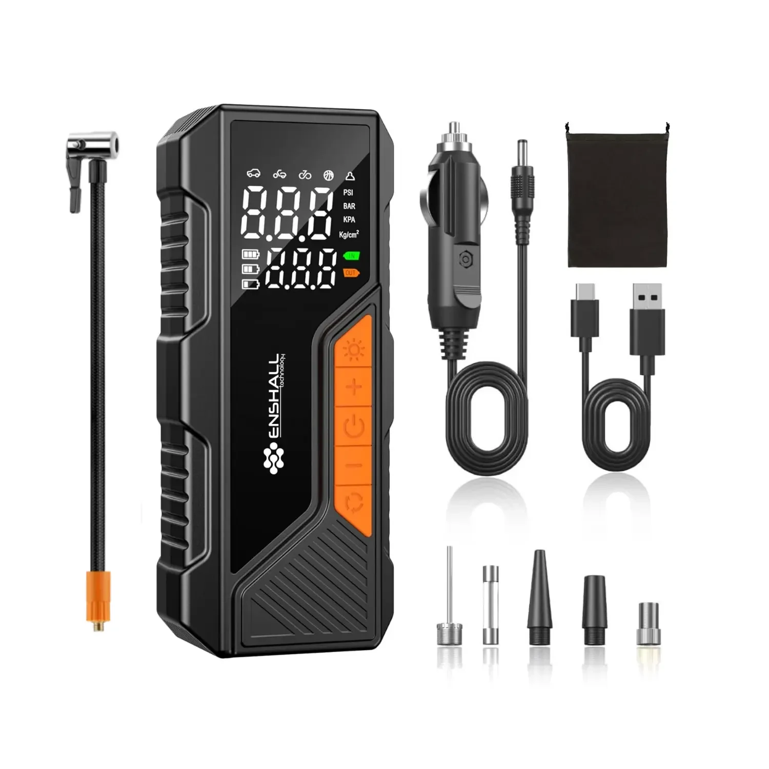 Şarjlı Kablosuz Powerbank Özellikli Araç Lastik Şişirme Hava Kompresörü - Çakmaklık Girişli DC04