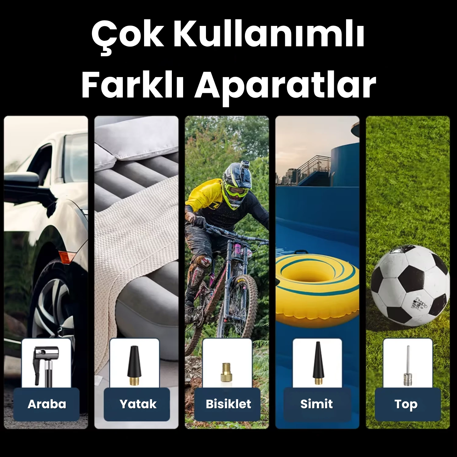 8000mAh Akü Takviyeli (Jump Starter) Powerbank Özellikli Şarjlı Taşınabilir Hava Kompresörü - A6644