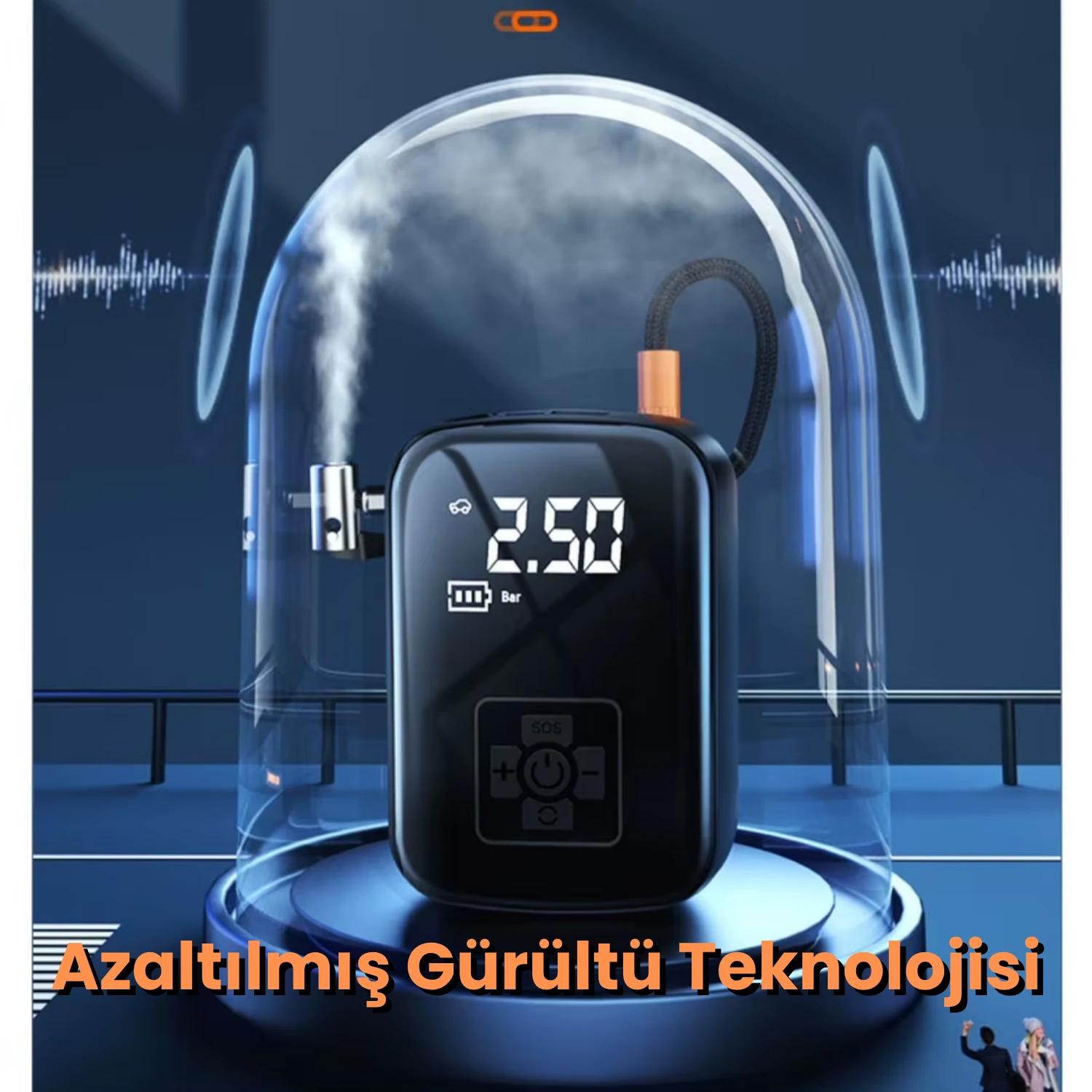 4000mAh Şarjlı Kablosuz Taşınabilir Araç Lastik Şişirme Hava Kompresörü - A5566