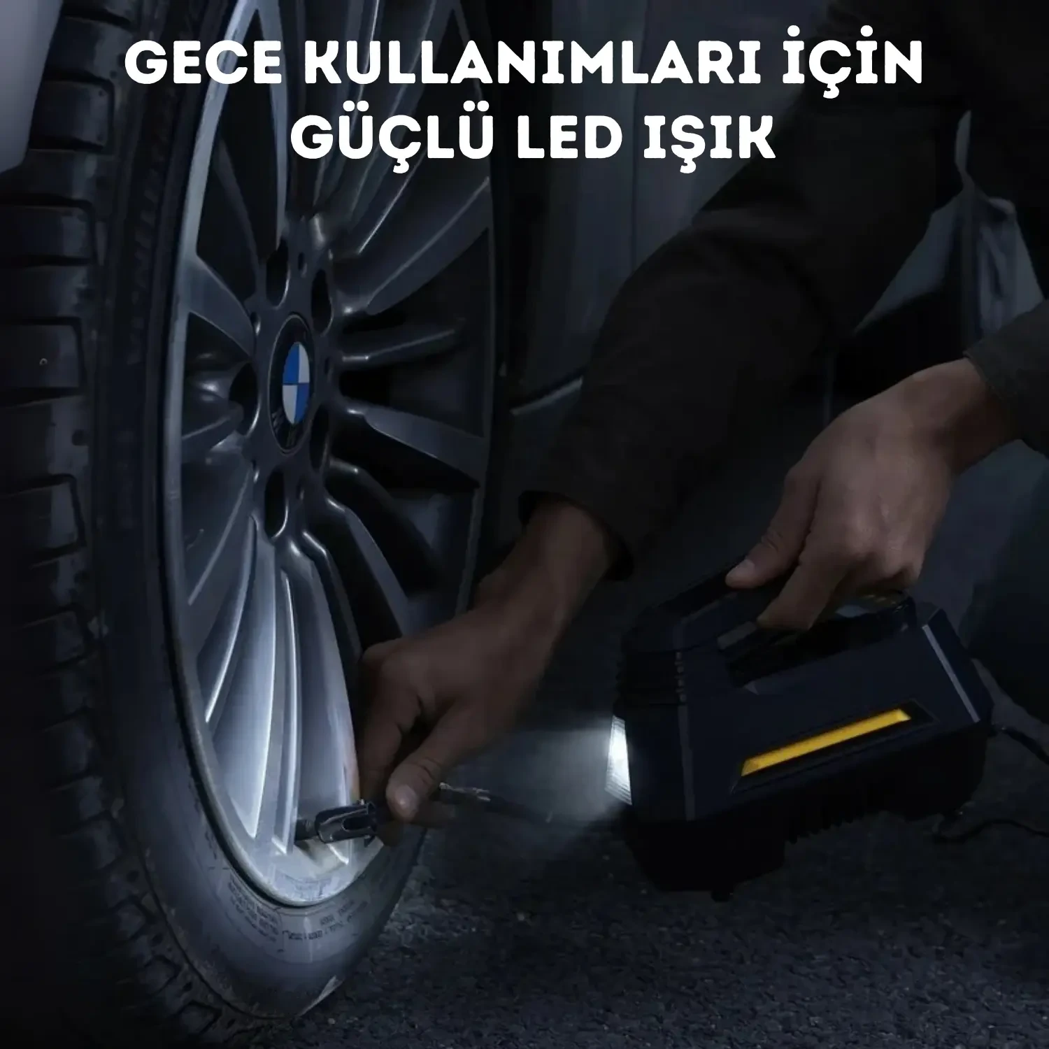 100W Çakmaklık Girişli Kablolu Araç Lastik Şişirme Hava Kompresörü - LED Işıklı A6688