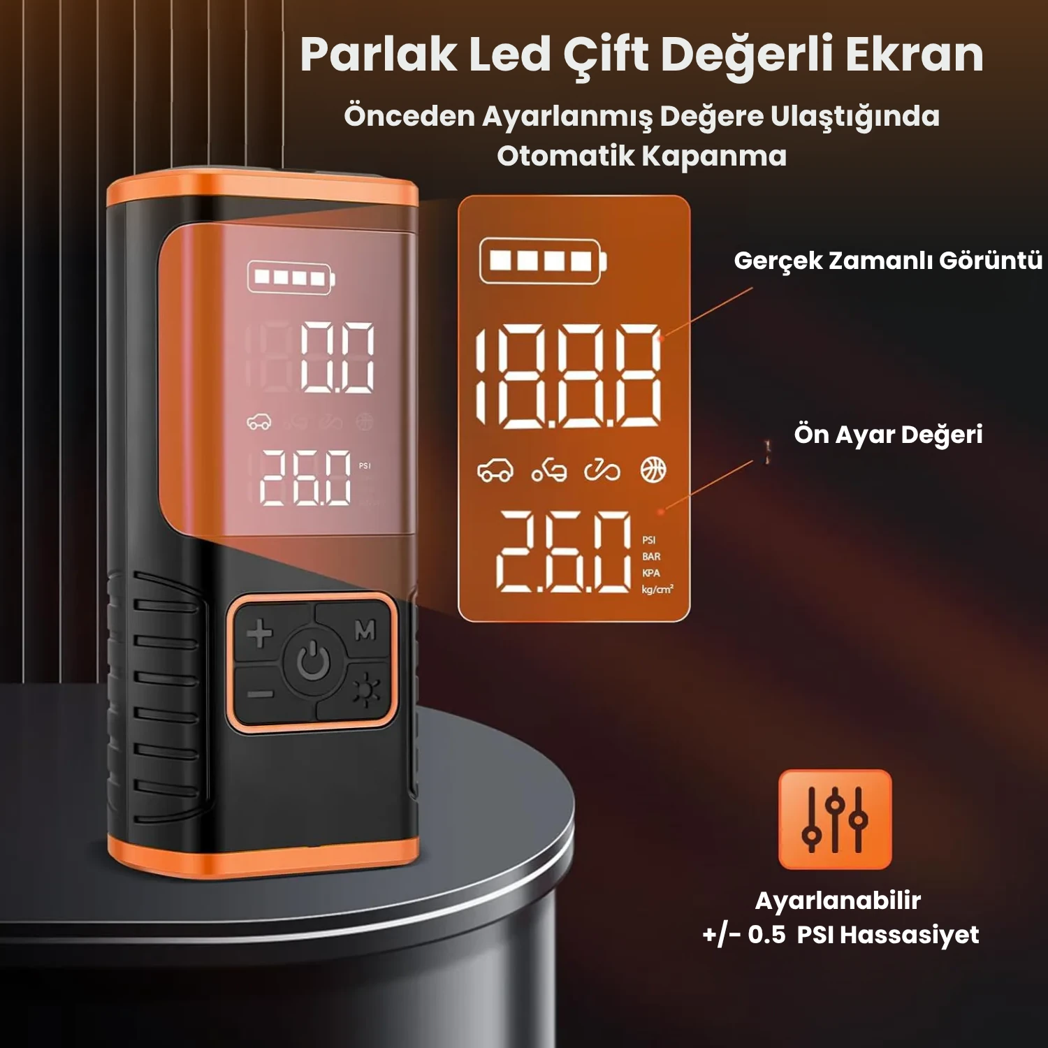 Powerbank Özellikli Şarjlı Kablosuz Araç Lastik Şişirme Hava Kompresörü - Çakmaklık Girişli A5588