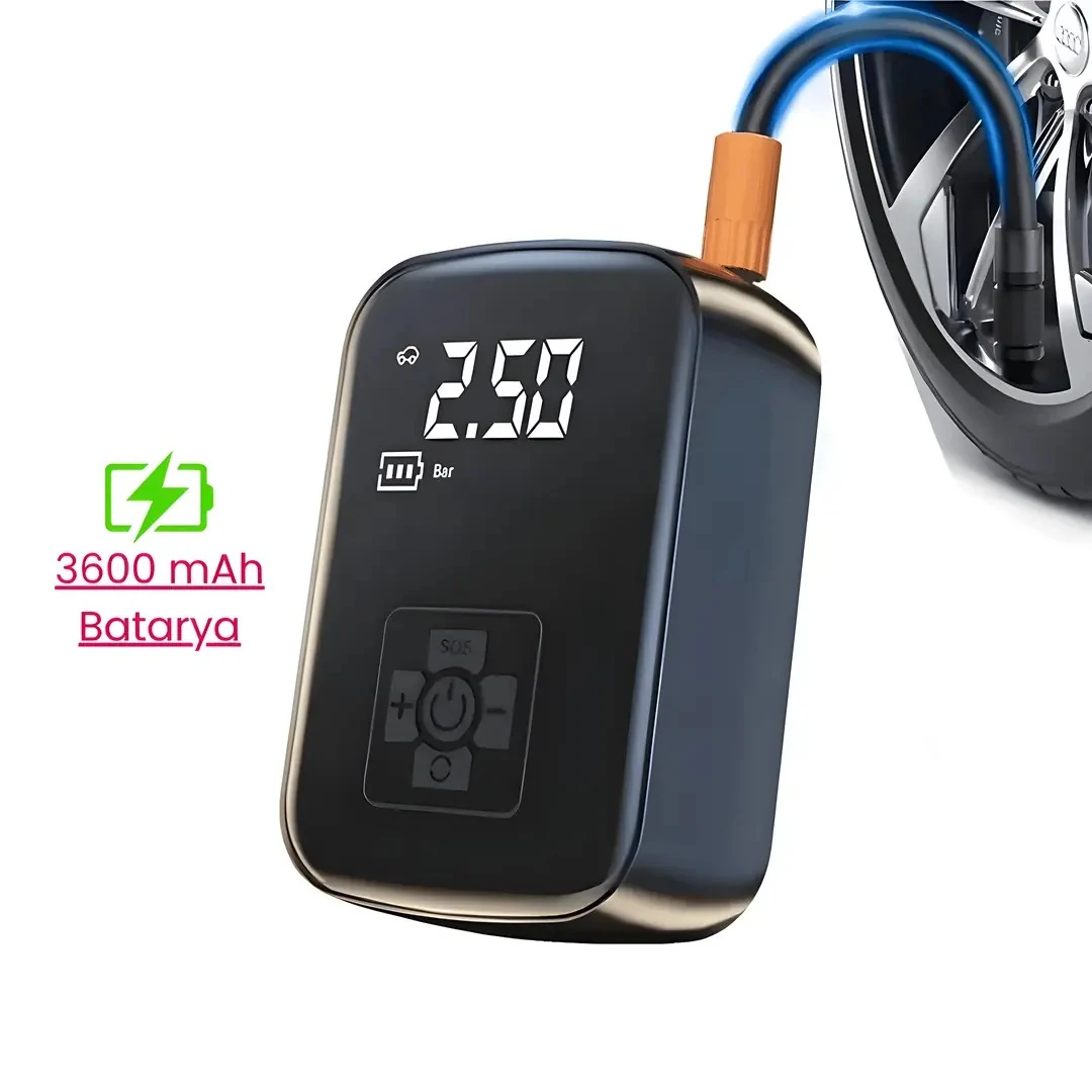 4000mAh Şarjlı Kablosuz Taşınabilir Araç Lastik Şişirme Hava Kompresörü - A5566