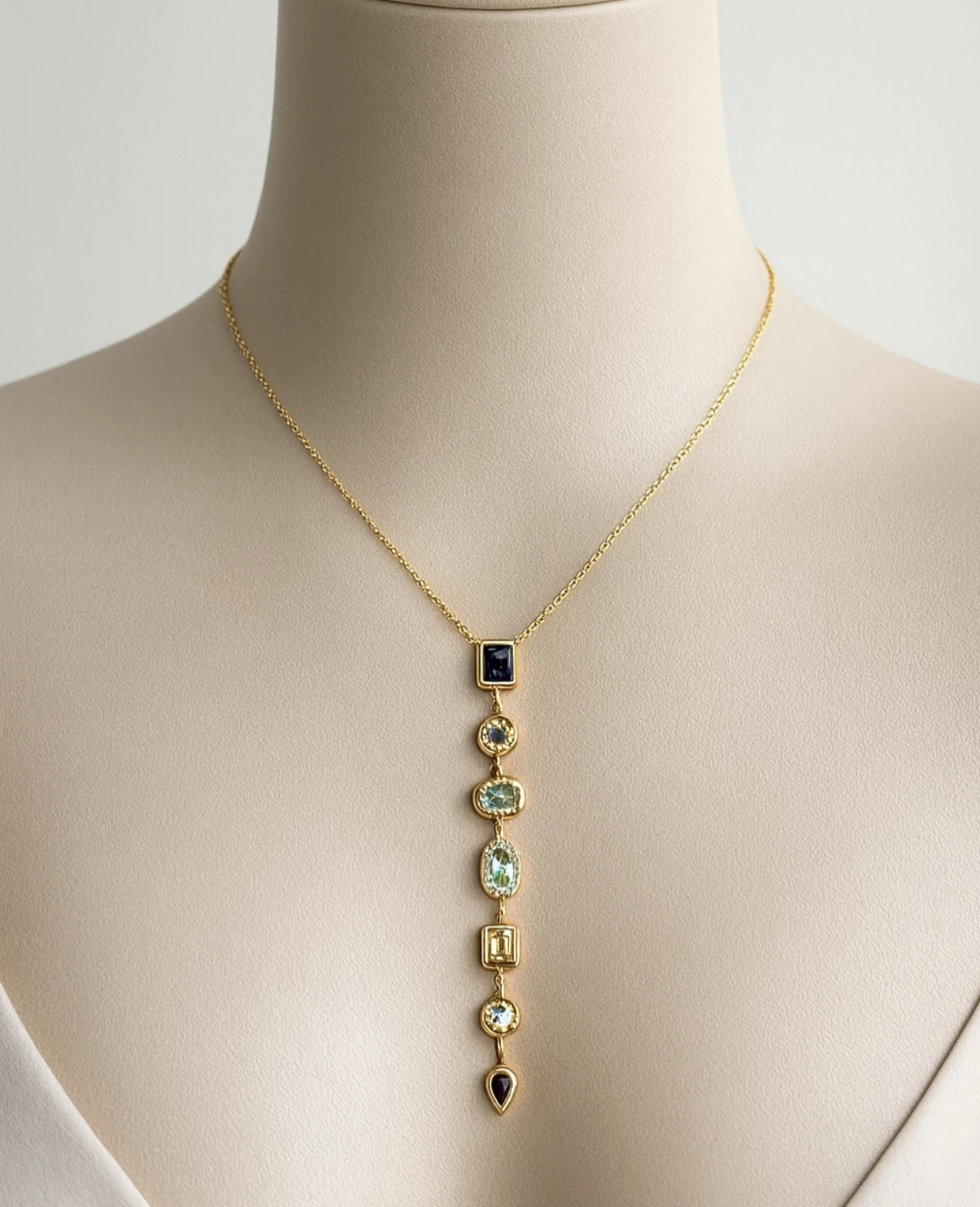 Renkli Taşlı Y Kolye