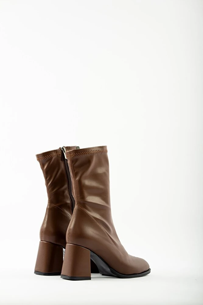 Pensa Kısa Topuklu Streç Bot- KAHVERENGİ