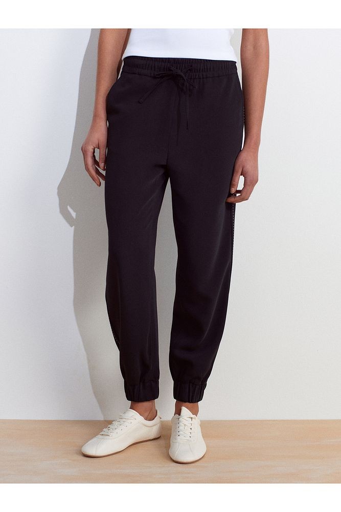 71608 Manşetli Jogger Pantolon-Siyah