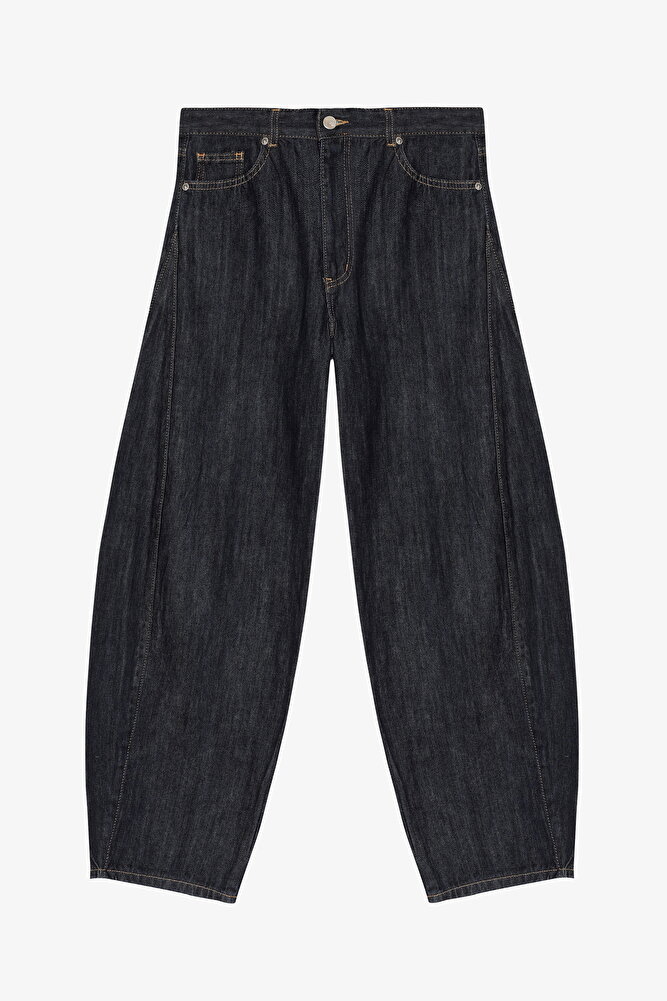 Yüksek Bel Baggy Kot Pantolon Lacivert