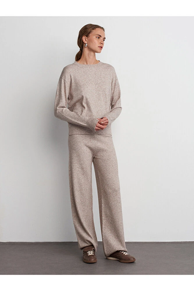 10633 Bisiklet Yaka Basic Triko Kazak-vizon M.