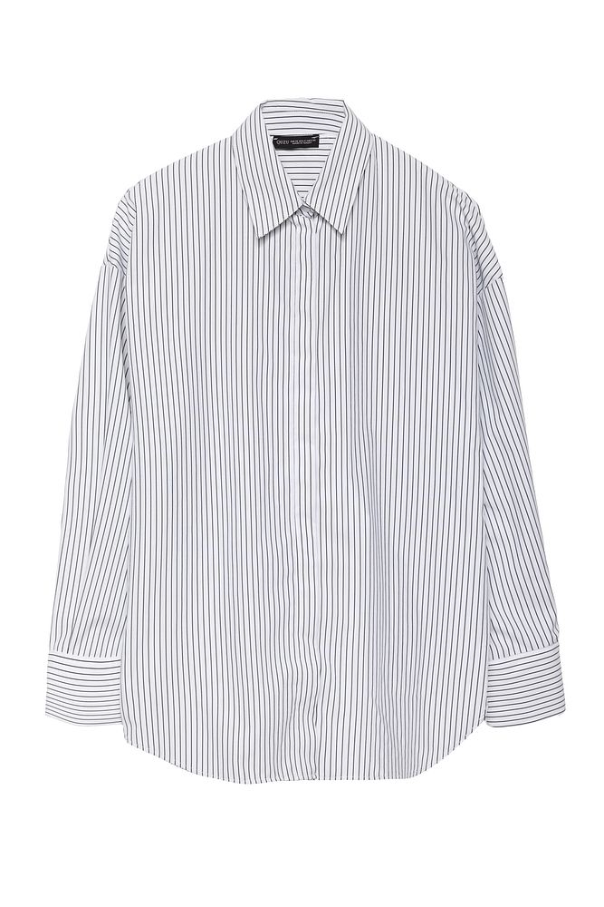 Çizgi Detaylı Oversize Gömlek Siyah