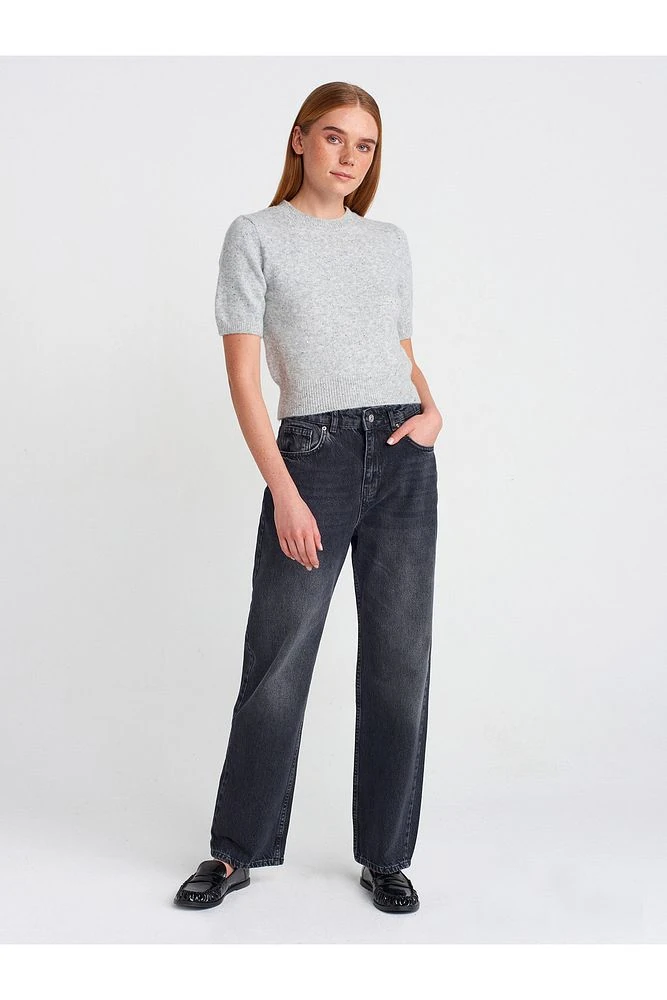 71773 Yeni Kesim Mom Pantolon-Siyah