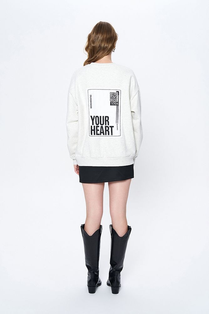 Nakış Harf Baskılı Sweatshirt Gri