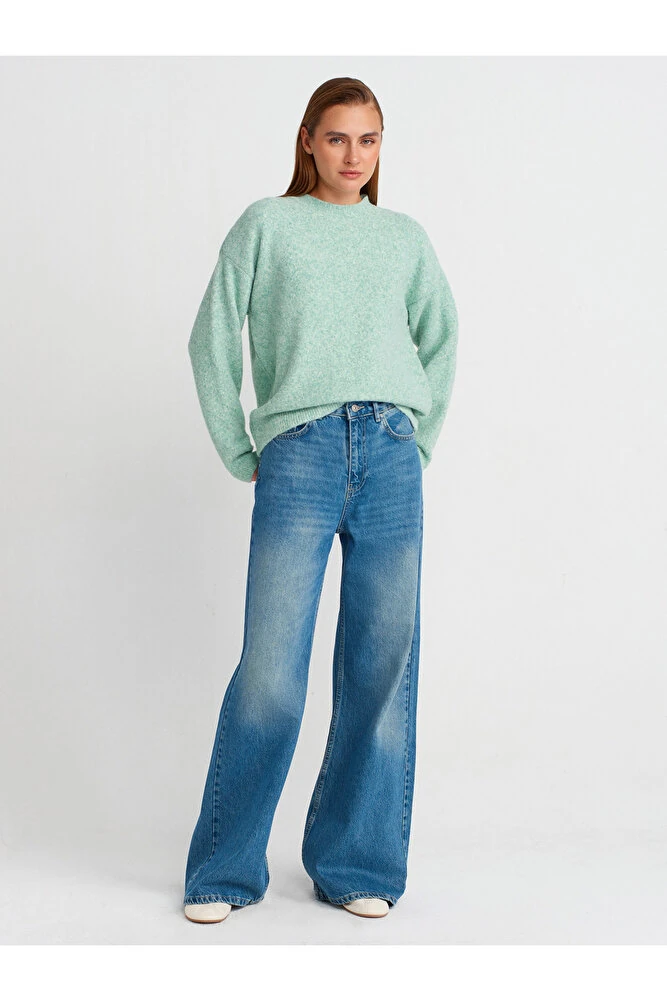 10640 Bisiklet Yaka Yumuşak Dokulu Triko Kazak-Kahve