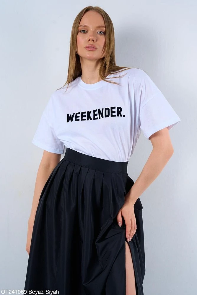 WEEKENDER Yazılı T-Shirt Standart