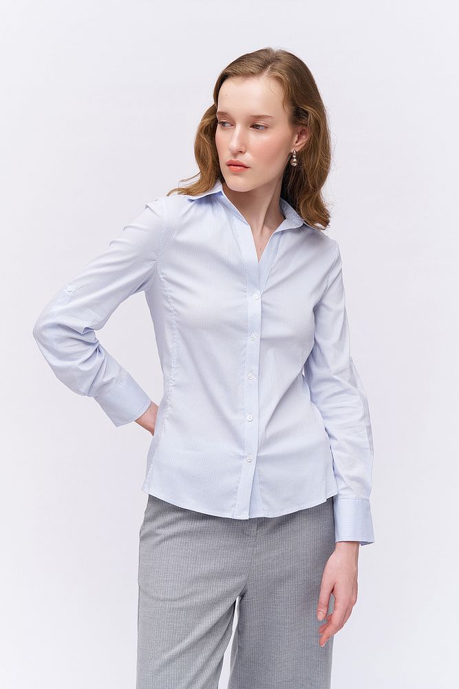 Slim Çizgili Gömlek Mavi