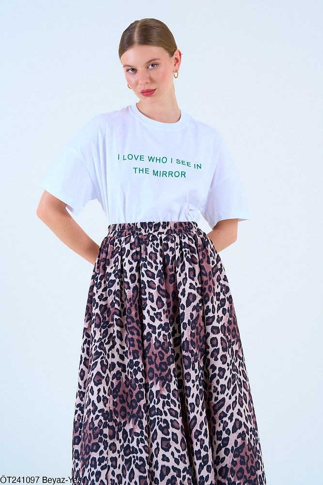 MİRROR T-shirt-Beyaz-yeşil