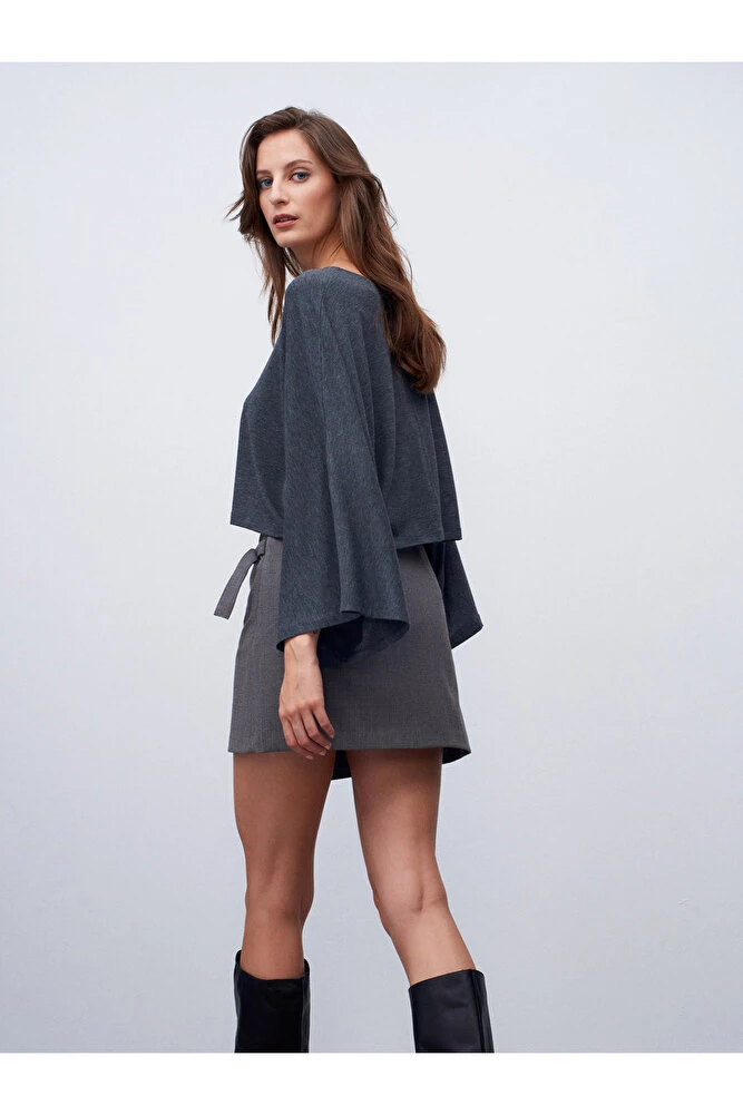 32270 Kayık Yaka Yarasa Kollu Top-K.Antrasit