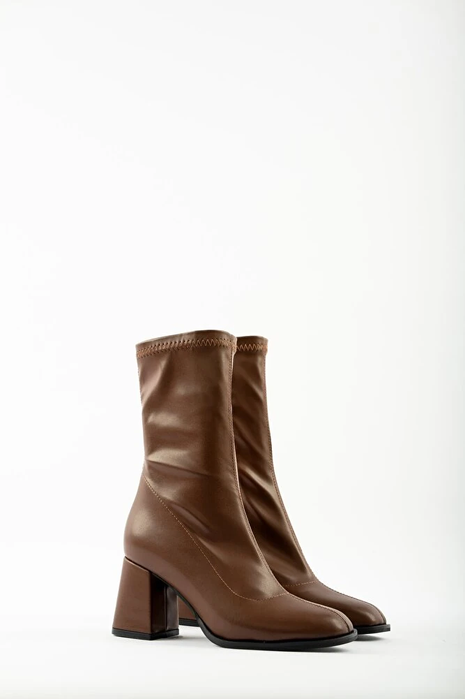 Pensa Kısa Topuklu Streç Bot- KAHVERENGİ