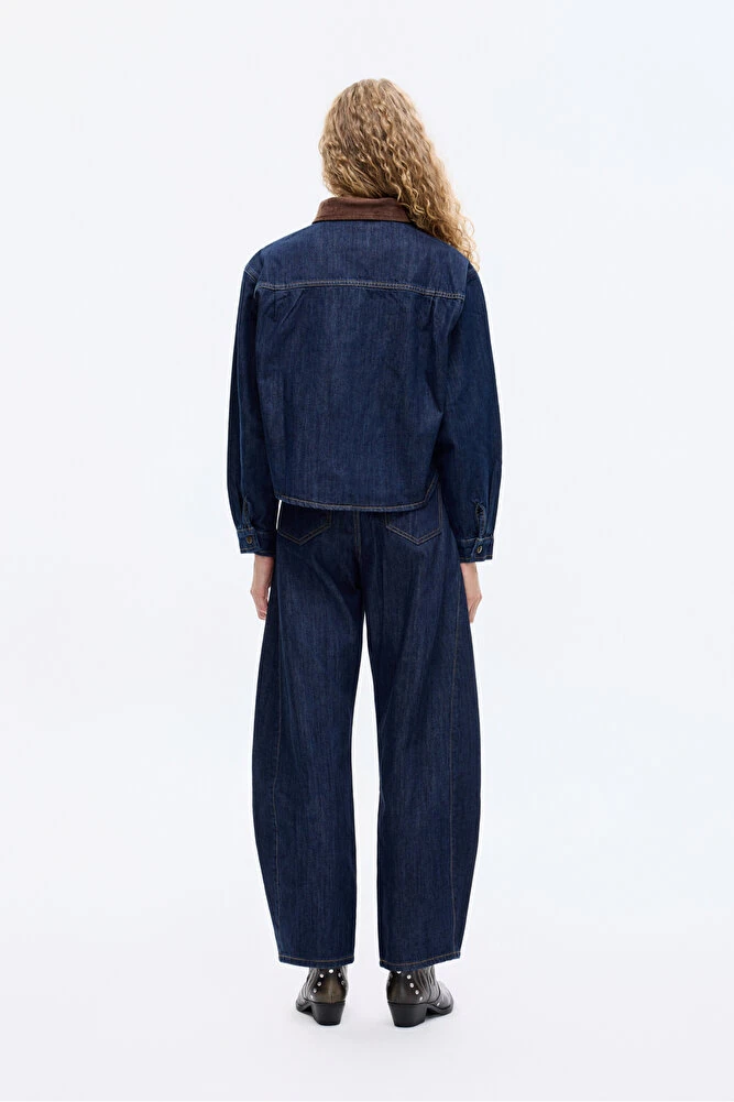 Yüksek Bel Baggy Kot Pantolon Lacivert