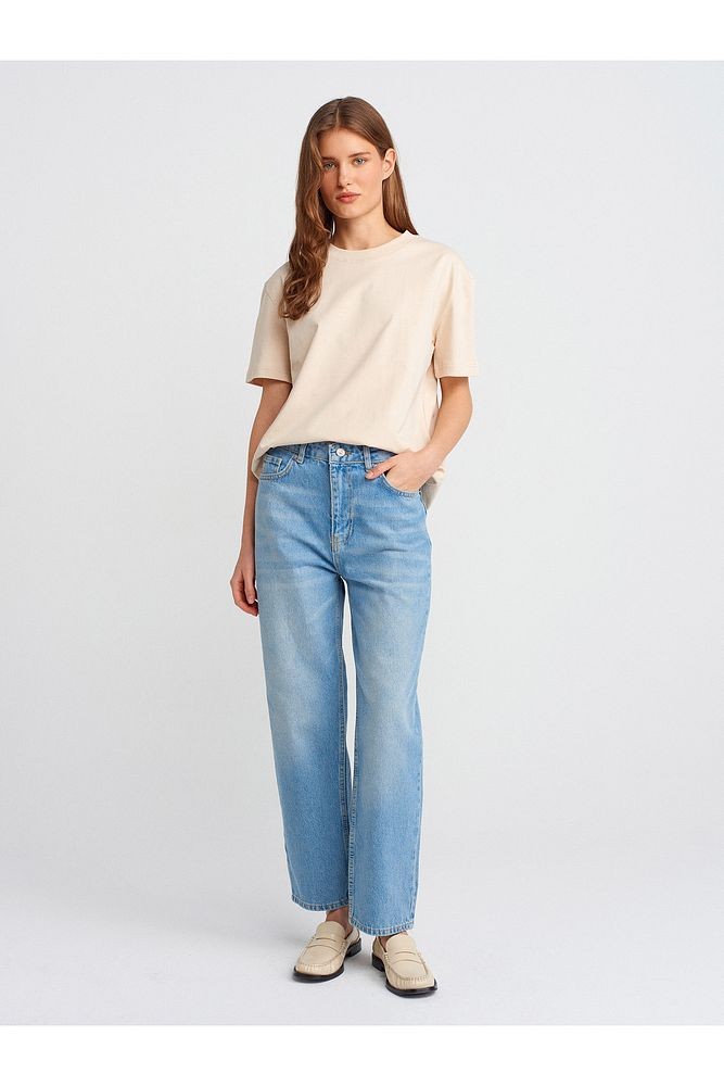 71350 Tint Yıkama Relax Denim Pantolon-Açık Mavi