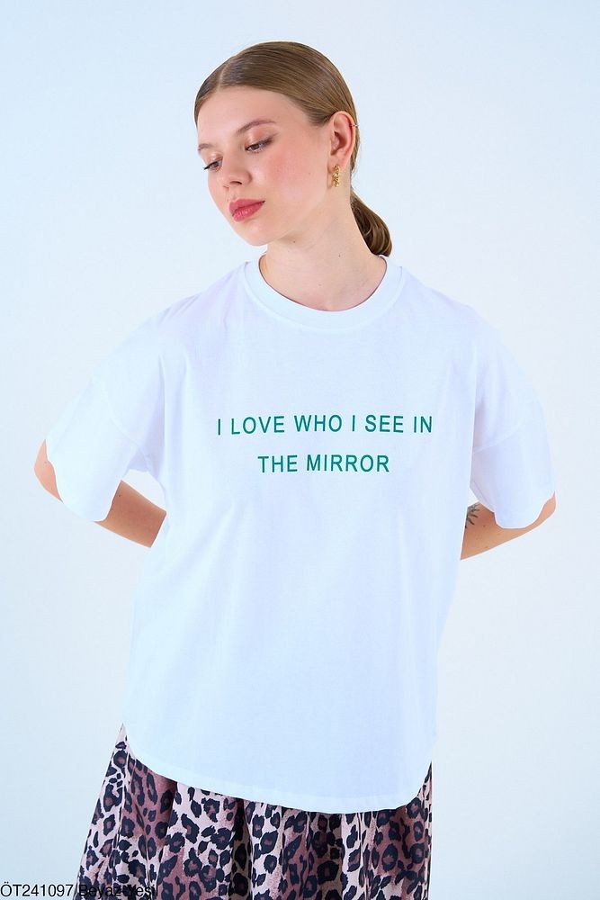 MİRROR T-shirt-Beyaz-yeşil