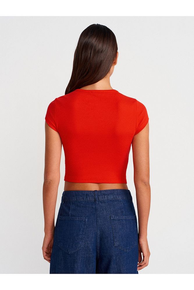 31719 Çıtçıtlı Kısa Kollu Top-K.Kırmızı