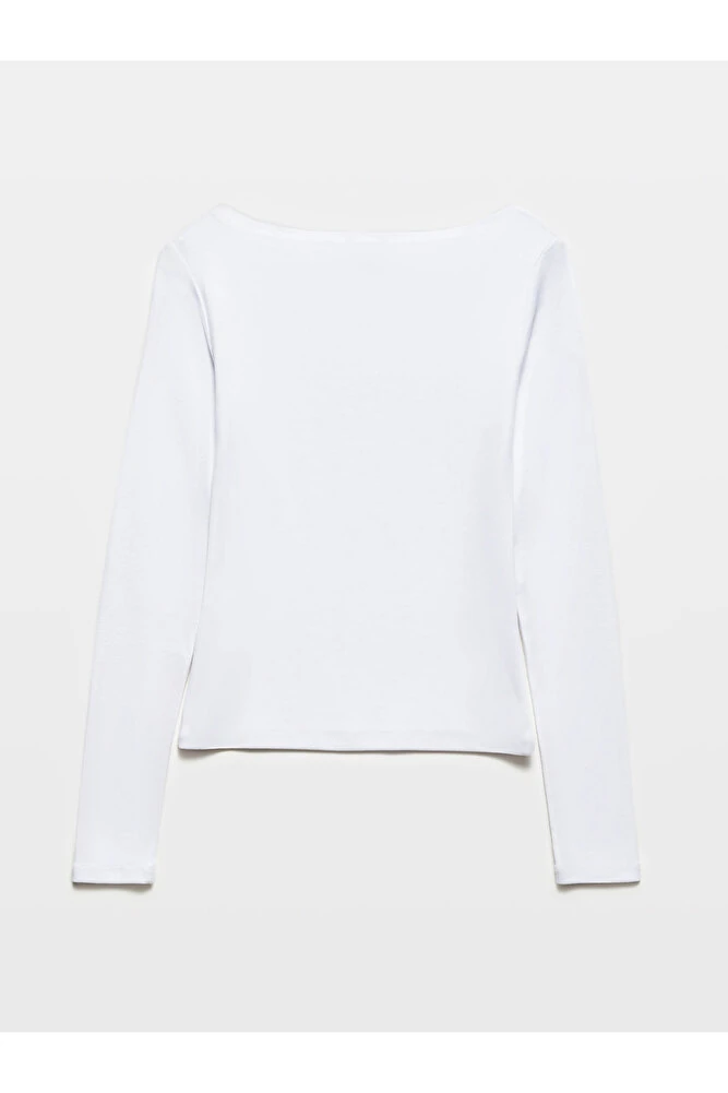 31332 Kayık Yaka Uzun Kollu Top-Bordo