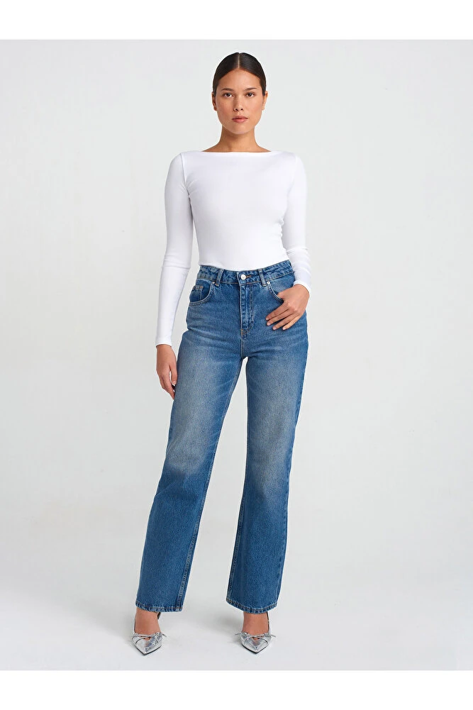 31332 Kayık Yaka Uzun Kollu Top-Bordo