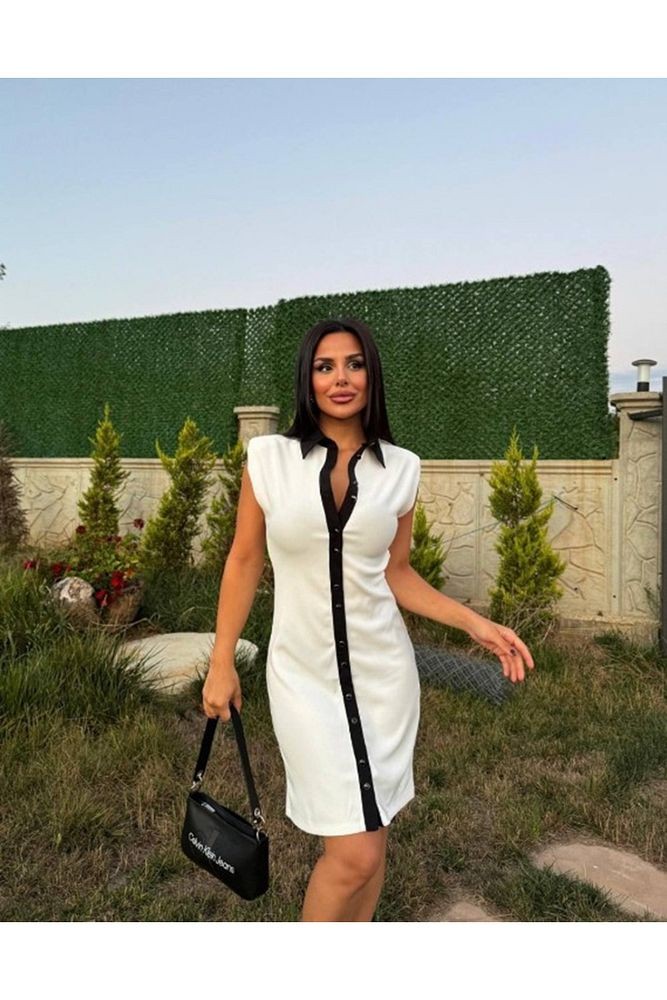 KADIN ÖNDEN DÜĞMELİ GÖMLEK YAKA ELBİSE