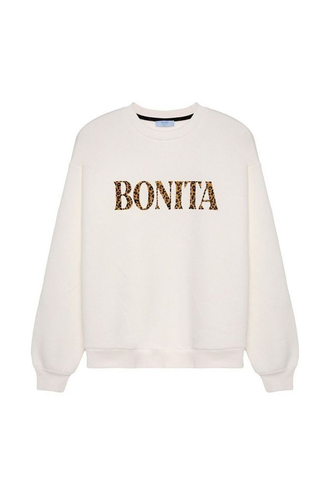Leopar Desenli Bonıta Yazılı Şardonlu Sweatshirt