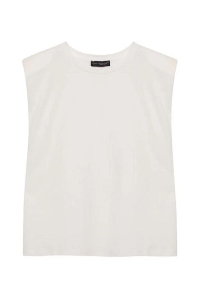 Vatkalı Kolsuz Basic Tişört Lacivert