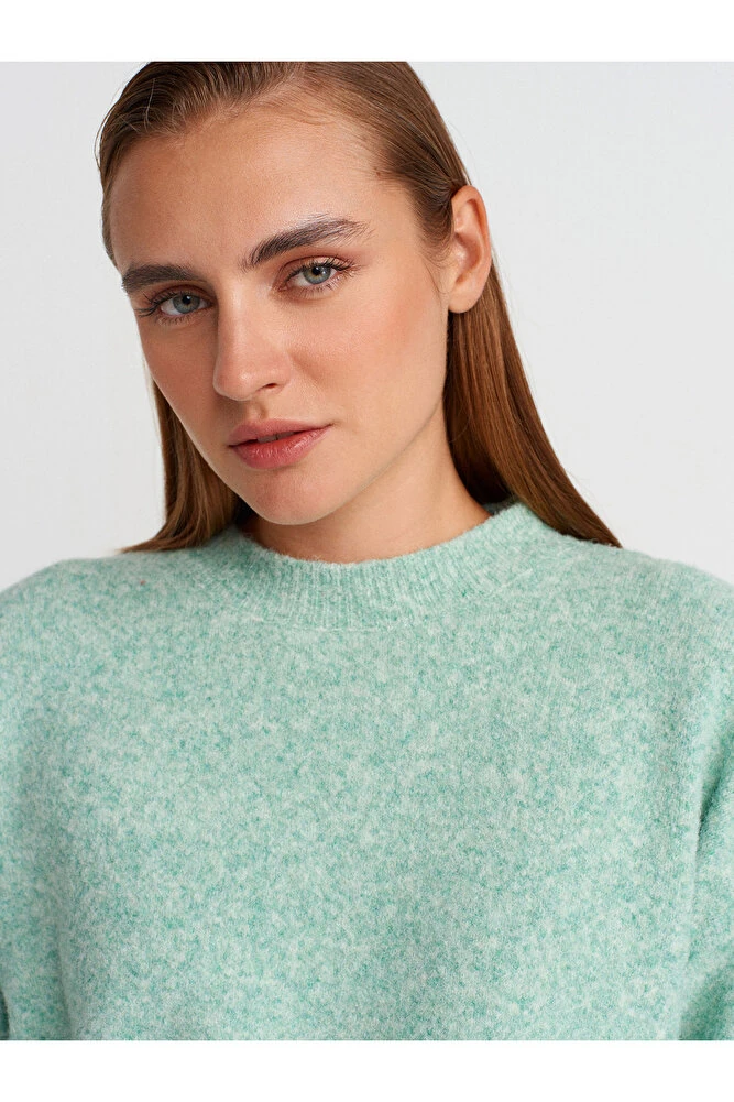 10640 Bisiklet Yaka Yumuşak Dokulu Triko Kazak-Kahve