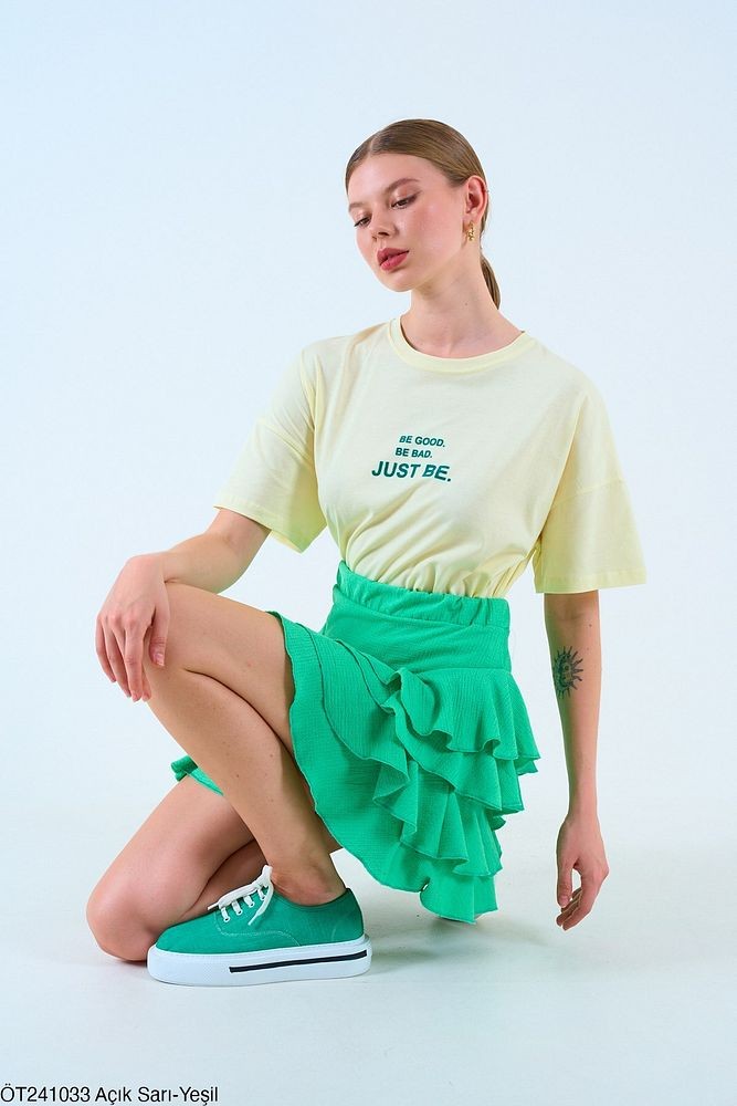 Just Be T-Shirt-Açık Sarı-Yeşil