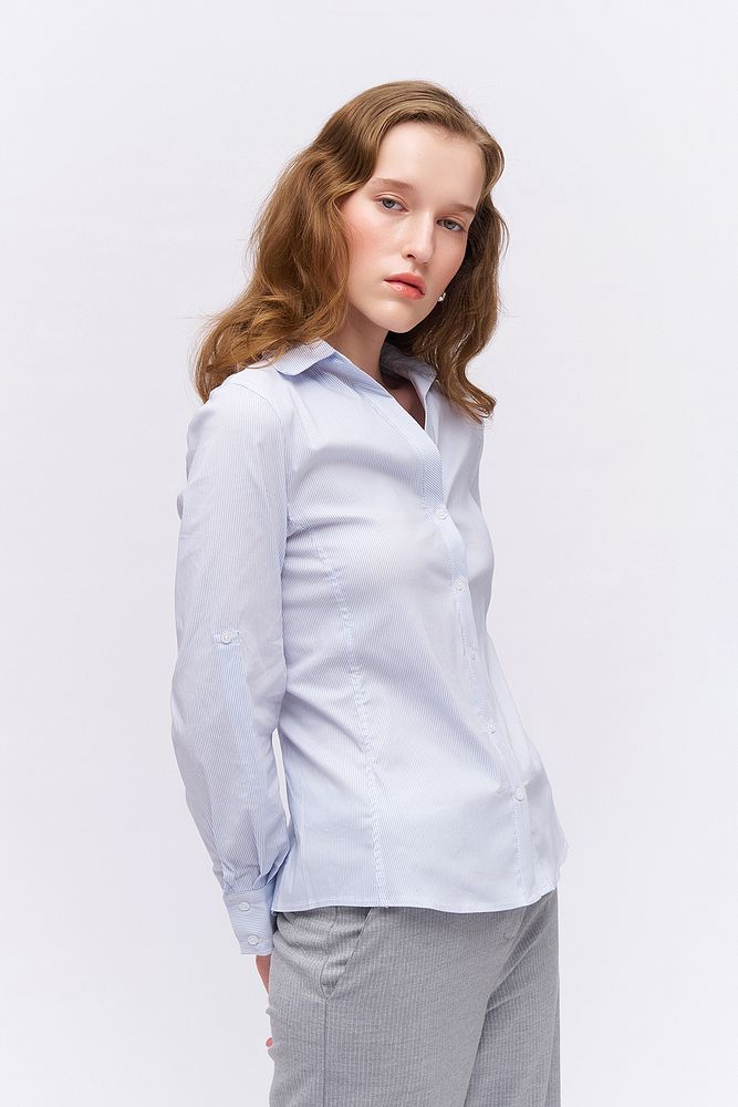 Slim Çizgili Gömlek Mavi