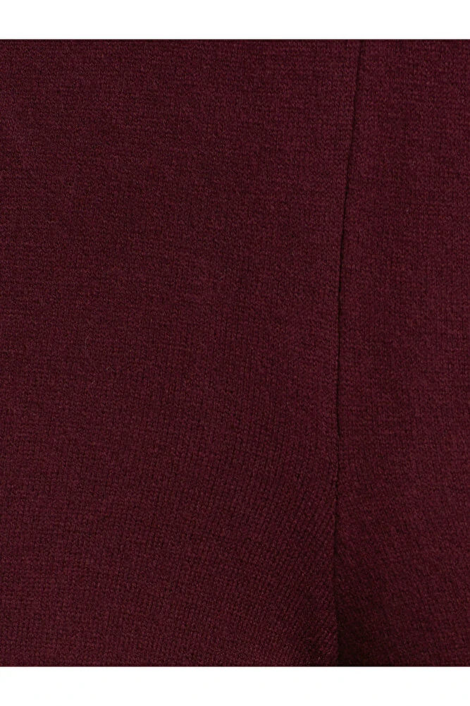 70163 Beli Lastikli Yünlü Triko Pantolon-Bordo M.