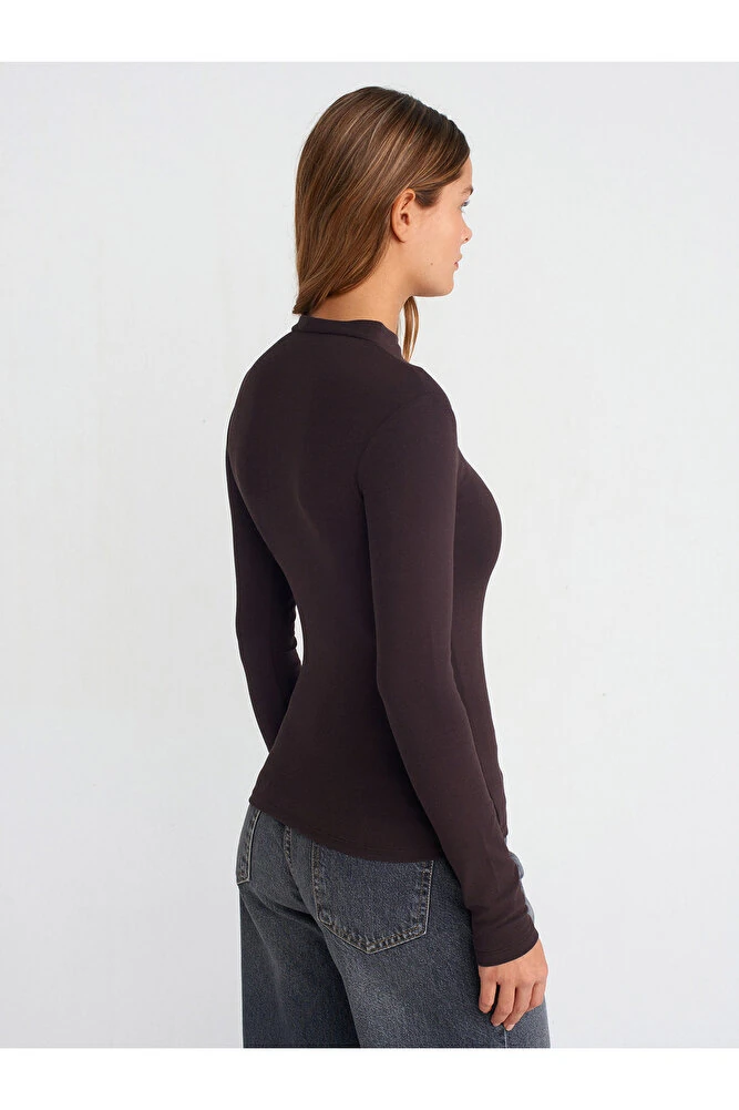 31433 Yarım Balıkçı Yaka Top-Koyu Kahve