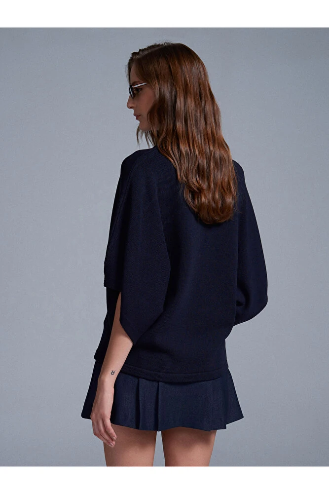 10835 Bisiklet Yaka Yarasa Kol Kazak-Bordo